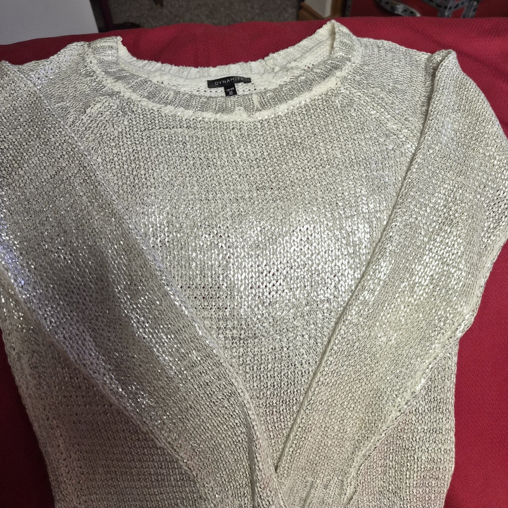 Women's Winter White With Silver Sweater